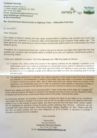 “Abbeydale Park Rise letter 21st June 2017